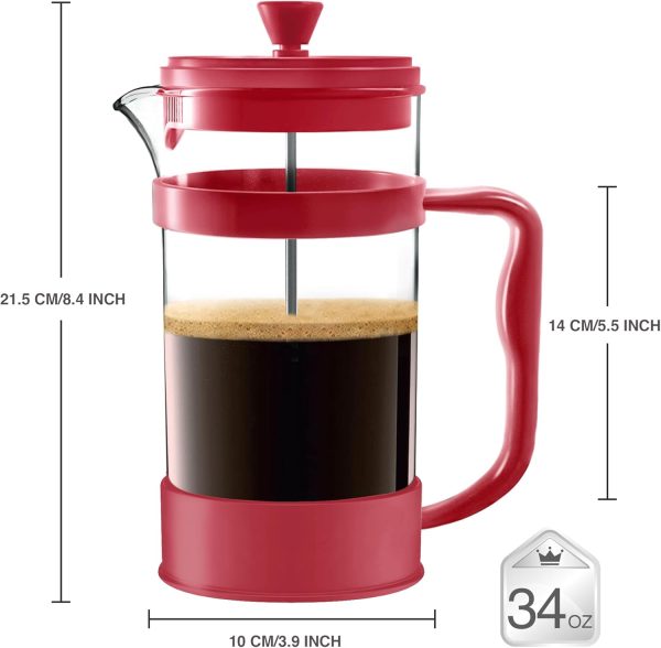 Utopia Kitchen French Press Coffee Maker Glass Plastic-1