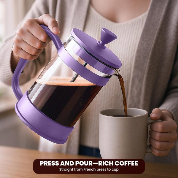 Utopia Kitchen French Press Coffee Maker Plum Manual Brew-2