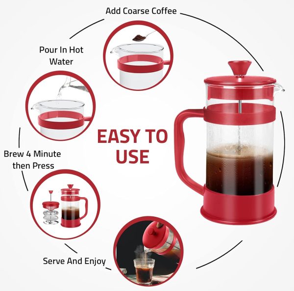 Utopia Kitchen French Press Coffee Maker Glass Plastic-3