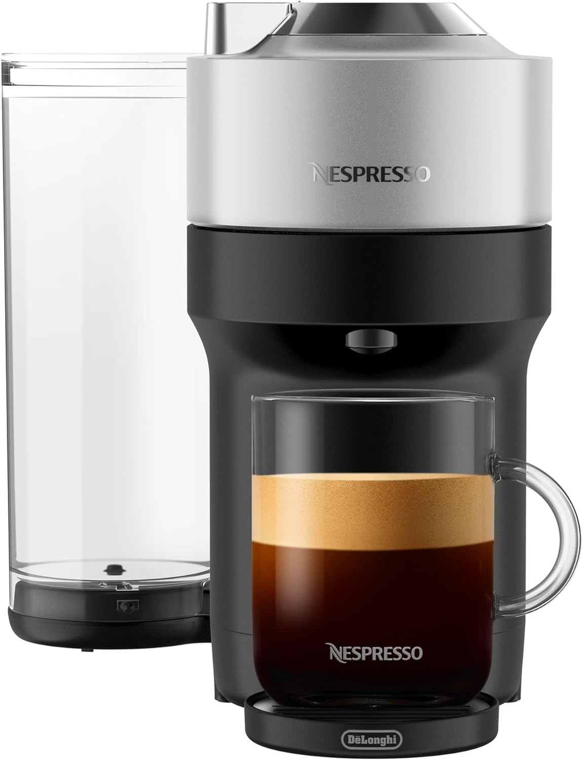 Installing Nespresso Vertuo Pop Deluxe Espresso Machine Compact Silver on a kitchen counter