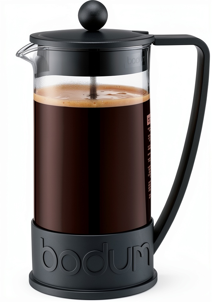 Installing Bodum French Press Coffee Maker Borosilicate Glass Black on a wooden desk
