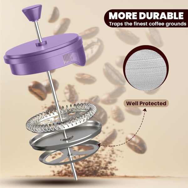 Utopia Kitchen French Press Coffee Maker Plum Manual Brew-4