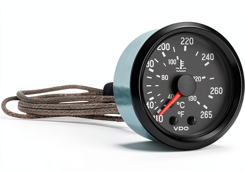 Installing VDO water temperature gauge compact design on a wooden workbench