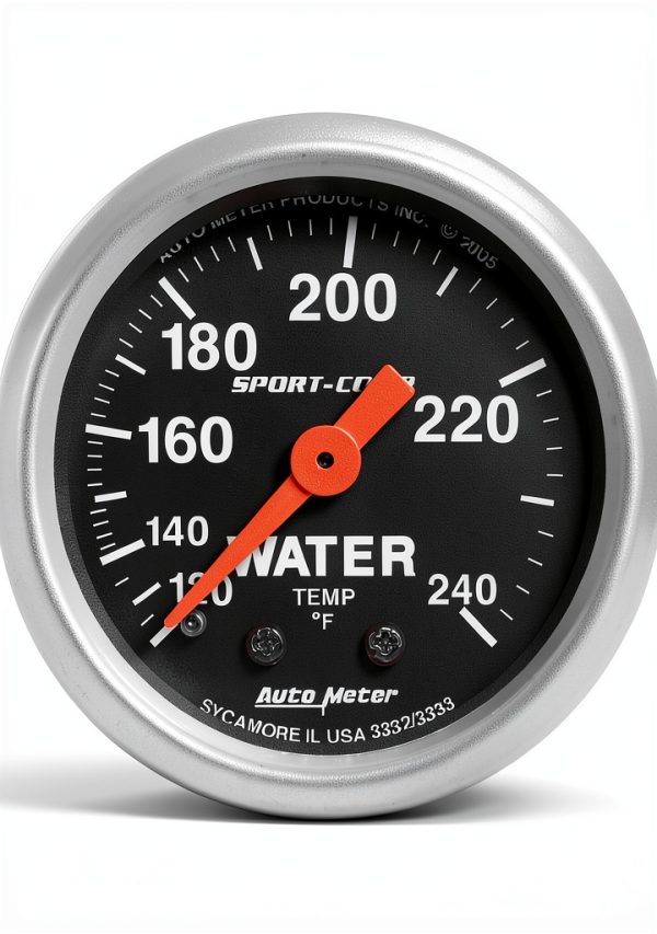 Water Temperature Gauge Auto Meter 3333 Incandescent Dial 1/2 NPT-0