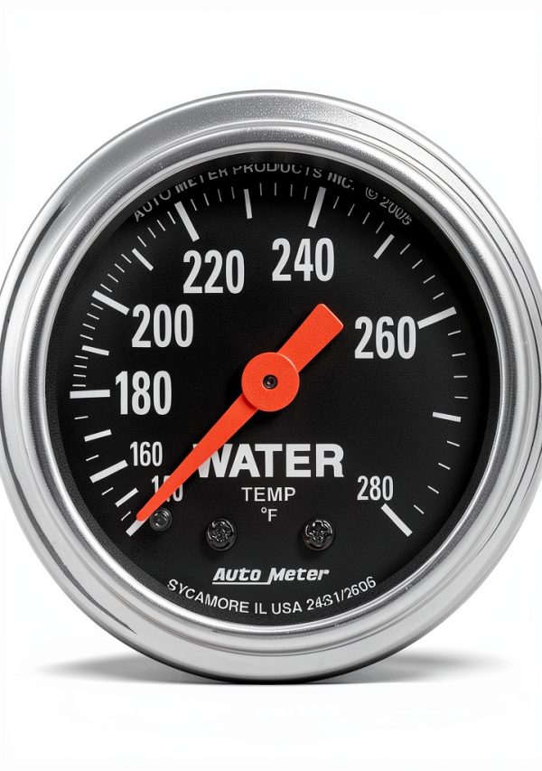 Mechanical Water Temperature Gauge Auto Meter 2431 Chrome Panel-0