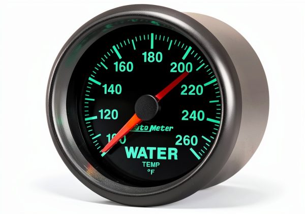 Electric Water Temperature Gauge Auto Meter 3855 GS with Green LED-0
