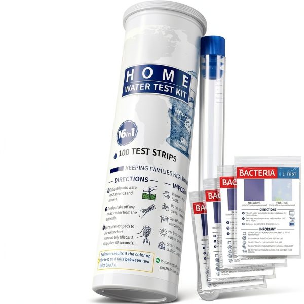 Water Testing Kit 17-in-1 with 100 Strips & 4 Bacteria Tests HEVEIS-0